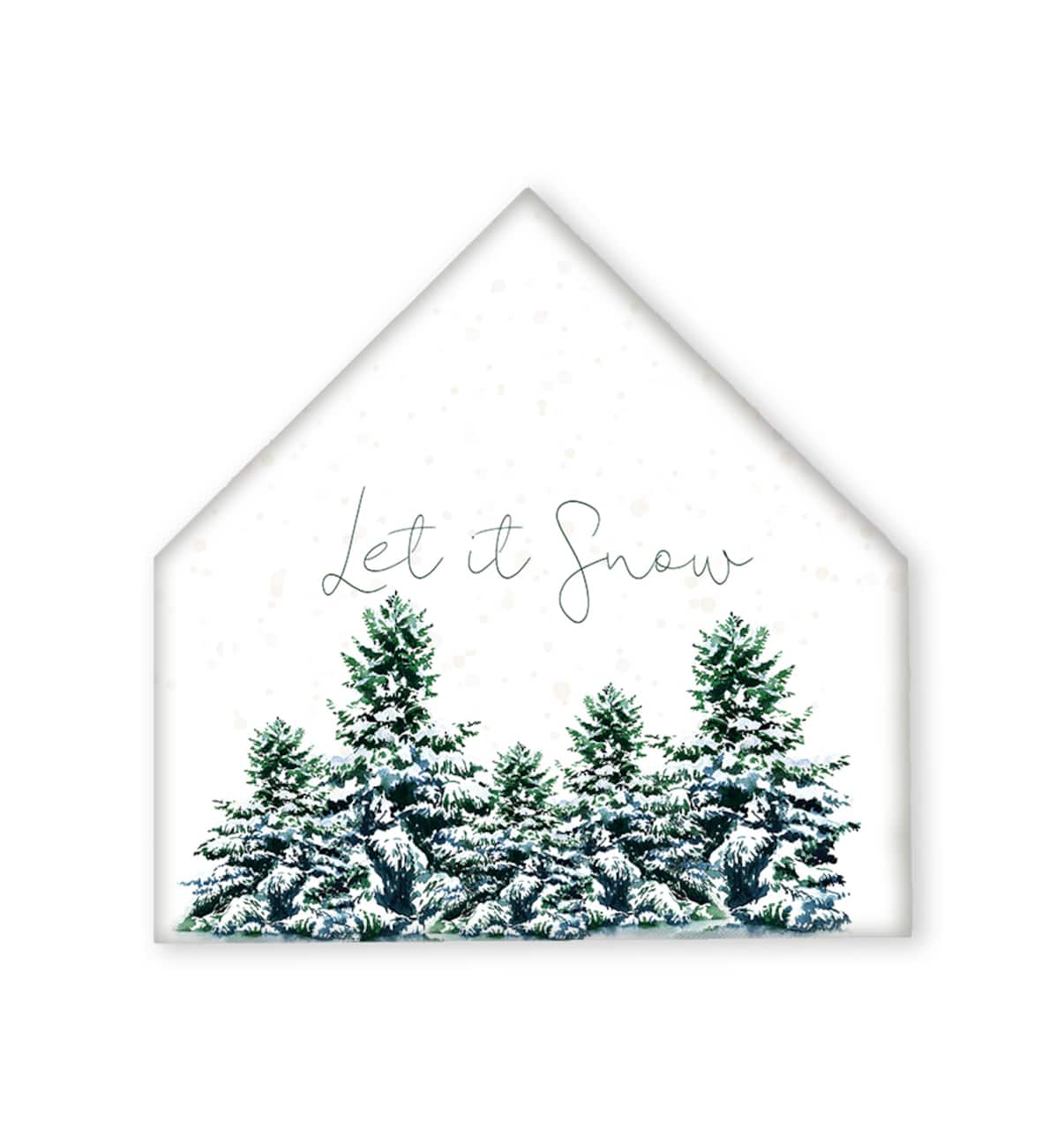Winter Trees Let Snow 12x12 House Shaped Canvas